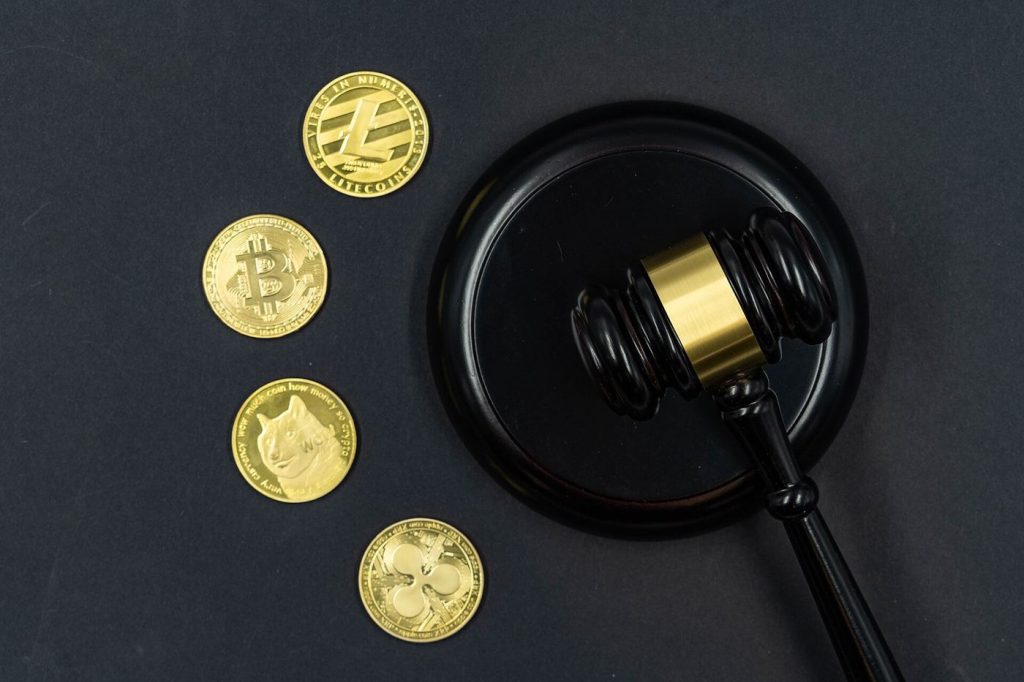 digital currency symbols displayed over a technology background
